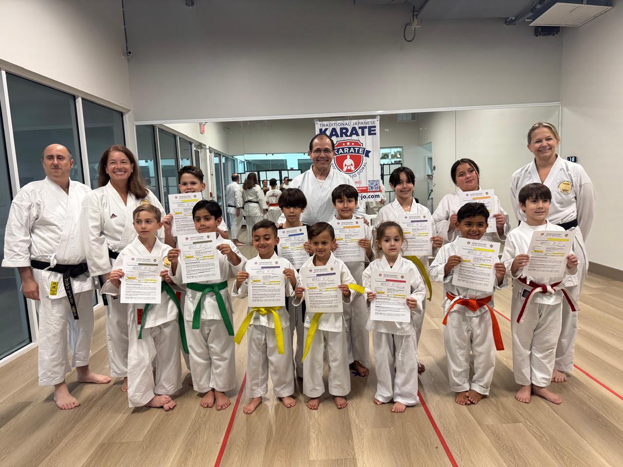 Students practicing kata